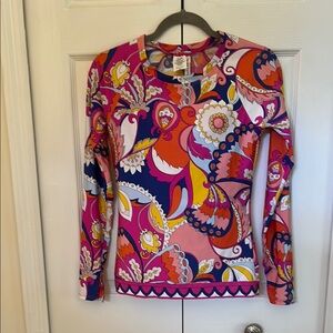 Trina Turk Sevilla Paddle/Swim Rash Guard Multi Paisley Top S/P